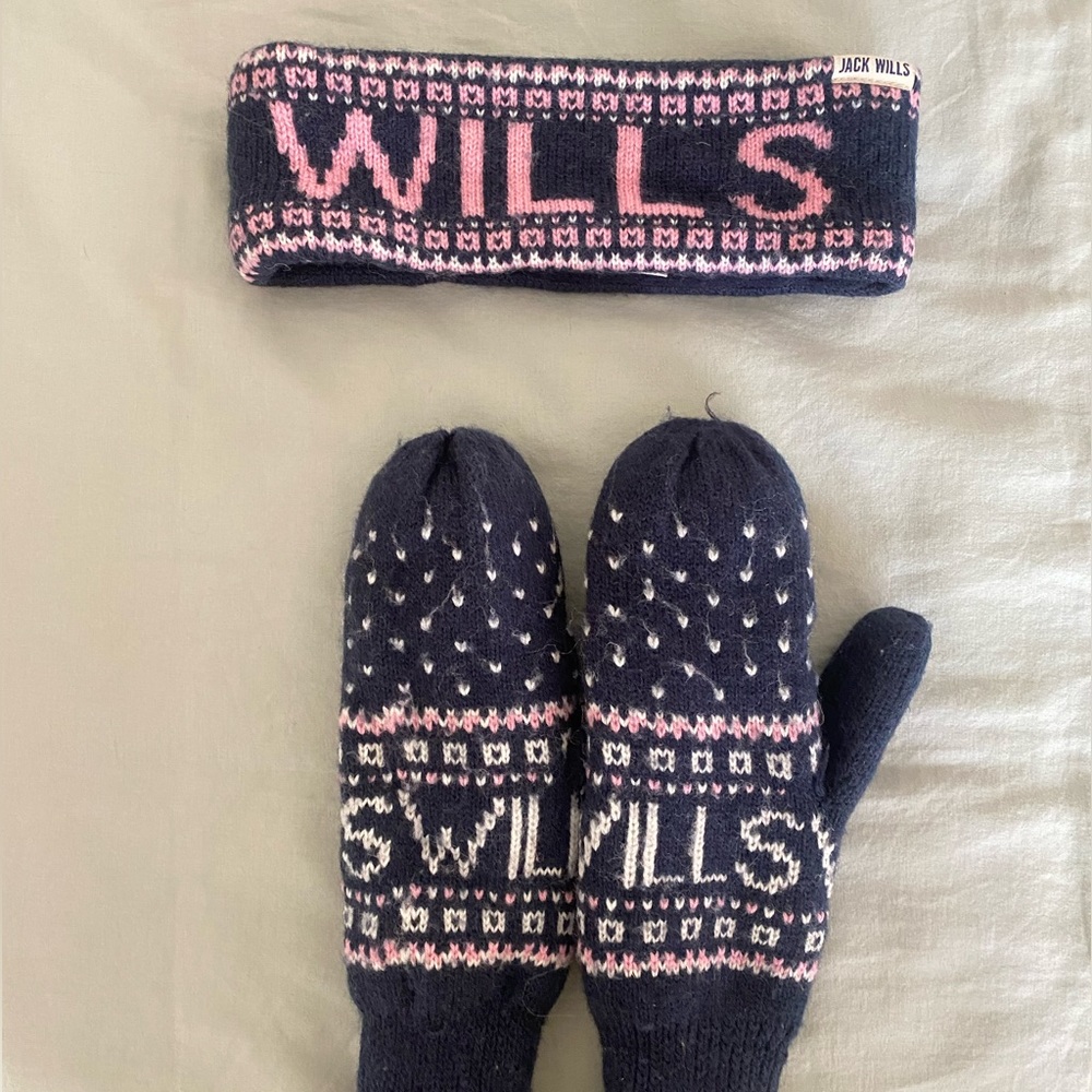 vintage jack wills mittens and head warmer